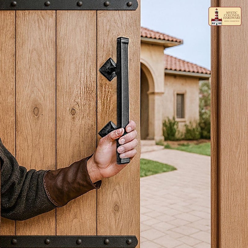 SaKeGa Medieval Hand-Forged Iron Barn Door Handle Pull (1 Pc) | (2 in × 9 in) Black Vintage Gate & Cabinet Handle | Heavy-Duty Rustic Farmhouse & Gothic Handle - Image 4